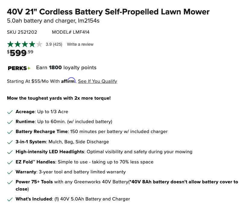 Greenworks 40V 21 inch lawn mower