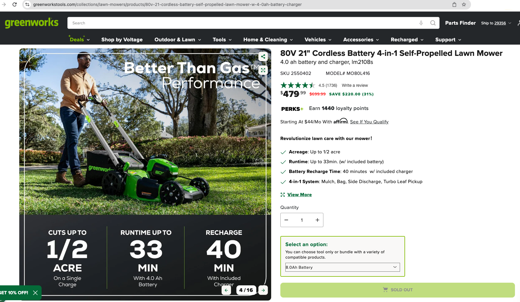 Greenworks 80V Lawn Mower