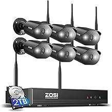 ZOSI ZOSI 2K Wi-Fi 6 Security Camera System 6-Camera 3MP NVR, AI Detection, Color Night Vision