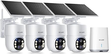 SOLIOM 5MP Wireless Security System 4 Solar Cameras, 360° Auto Tracking, Color Night Vision, Dual-Band WiFi