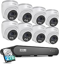 ZOSI C220 8CH 4MP PoE NVR Security System 8 Cameras, AI Detection, 2TB HDD