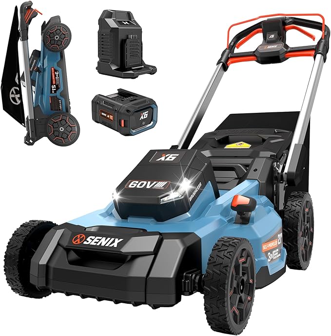 SENIX X6 60 Volt 21-Inch Battery Powered Self-Propelled Lawn Mower
