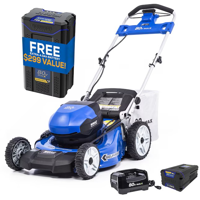 Kobalt 80-Volt 21-in Self-propelled Battery Lawn Mower, (1) 4 Ah and (1) 5 Ah Batteries Included
