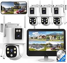 Wkkengd Dual Lens 10CH Wireless NVR Security System 12.5in Monitor, Auto Tracking, Color Night Vision, 2-Way Audio