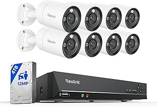 REOLINK RLK16-1200B8-A 12MP Security System 8 Cameras, Person/Vehicle/Pet Detection, Spotlight Night Vision, 16CH NVR, 4TB HDD