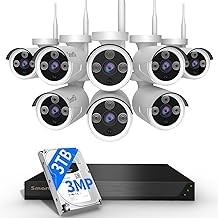 SmartSF 10CH 5MP Wireless Security System 8 Cameras, 3TB HDD, Night Vision, Motion Detection