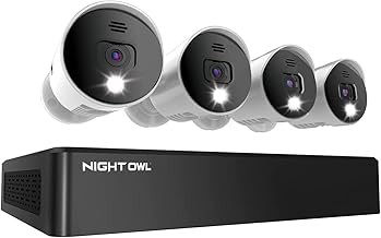 Night Owl WM-BTD881-4LSA 8CH 4K Wired DVR Security Camera System 1TB Storage, 4 Spotlight Cameras, Audio