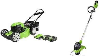 Greenworks MO40L4414 Smart Pace Battery Powered Self-Propelled Lawn Mower (21-Inch, 40V, Two 4Ah Batteries, Trimmer Included)
