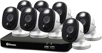 Swann 8CH 1080p Wired DVR Security Camera System 1TB Storage, 8 Cameras, Color Night Vision, Sensor Spotlights