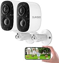 CURISEE 2K Wireless Outdoor Security Camera 2-Pack, Battery, Motion Detection, Color Night Vision