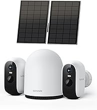 WUUK 2K Solar Wireless Outdoor Security Camera 2-Cam Kit, Forever Power, Color Night Vision, Local Storage