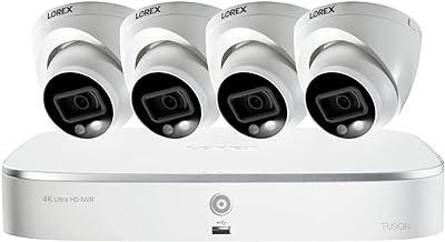 Lorex 4-Cam PoE 4K Security System 4 Cameras, Smart Motion Detection, Active Deterrence, 2TB NVR