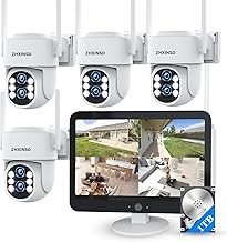 ZHXINSD Hybrid Security System 4 Cameras, 6MP Dual Lens, Auto-Track, 12.5" Monitor, 1TB HDD