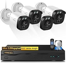 OOSSXX 5MP Wired Security Camera System 8 Cameras, HD Video, Night Vision, Outdoor Surveillance