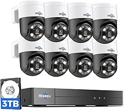 WEILAILIFE WEILAILIFENVRPTZ Outdoor/Indoor Wired 4K PoE Security Camera System, 8x 5MP PTZ Cameras, Human Tracking, 2-Way Audio