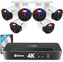 Swann 8Ch 6 Cam 4K Security System, PoE Cameras, 2TB NVR, Video Analytics, 2-Way Audio, Color Night Vision