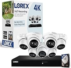 Lorex Fusion PoE 7-Dome 4K Security System 7 Cameras, Smart Motion Detection, Color Night Vision, 4TB NVR