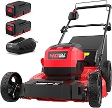 PowerSmart PS76421 Battery Powered Push Lawn Mower (21-Inch, 40V, Two 4.0Ah Batteries, 6-Position Height)