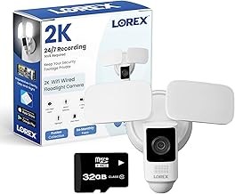 Lorex 2K Floodlight Home Security Camera Color Night Vision, Adjustable LEDs, Person Detection, 2-Way Talk