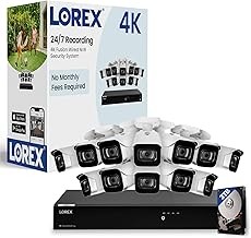 Lorex Fusion 4K 16CH PoE Security System 10 Cameras, Motion Detection, Color Night Vision, 3TB NVR