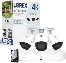 Lorex Fusion PoE 3-Cam 4K Security System 3 Bullet Cameras, Human/Vehicle Detection, Color Night Vision, 2TB NVR