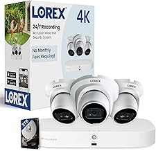 Lorex Fusion PoE 3-Dome 4K Security System 3 Cameras, Human/Vehicle Detection, Color Night Vision, 2TB NVR