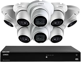 Lorex PoE NVR System White 16CH 4K Security System 8 Dome Cameras, Smart Motion Detection, Color Night Vision, 4TB NVR