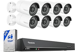REOLINK RLK16-410B8-5MP 16CH Security System 8 Cameras, Person/Vehicle/Pet Detection, 8MP NVR, 4TB HDD