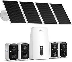 Hiseeu 2K Solar Wireless Security System 4 Cam-Kit, Expandable to 10Ch, Solar Powered, Color Night Vision, No Monthly Fee