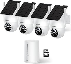 FOSSENXE 4-Cam Kit Wireless Solar Security Cameras 2K QHD, 360° Pan & Tilt, 64GB Local Storage