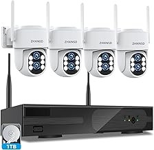 ZHXINSD 10CH 4K Wired DVR Security Camera System 1TB Storage, 6MP Dual Lens, 10x Hybrid Zoom, Auto-Tracking