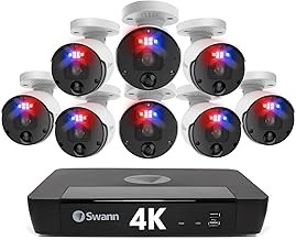 Swann 8Ch 8 Cam 4K Security System, PoE Bullet Cameras, 2TB NVR, Video Analytics, 2-Way Audio, Color Night Vision