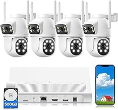 Camcamp CAMCAMP2KDUALNVR Wireless NVR Security System 2K, Dual Lens, 360° Pan Tilt, Auto Tracking, 500GB HDD