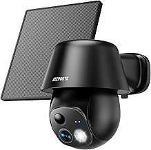 ZEEPORTE SECURITY Solar Wireless Outdoor Security Camera 2K, Pan/Tilt 360°, Solar/Battery Powered, AI Motion Detection