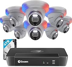 Swann 1690008DE 4K Security System, 16Ch 8 Cameras, PoE NVR 4TB, Color Night Vision, Heat Motion Detection, Flashing LEDs
