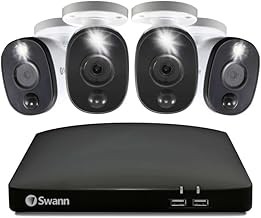 Swann 8CH 4 Cam 1080p Wired Security Camera System 1TB DVR, Color Night Vision, Spotlights
