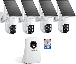 KCSNYO 4MP Wireless NVR Security System 4 Solar Cameras, 360° PTZ, Color Night Vision, Local Recording