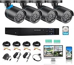 BESIMLI 4CH 5MP Wired NVR Security Camera System 500GB Storage, PoE Cameras, AI Detection, Night Vision