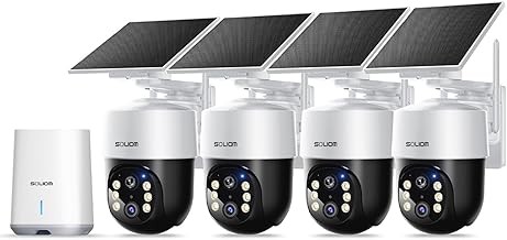 SOLIOM 8MP Wireless Outdoor Security Cameras 4-Cam Kit, Solar Powered, Radar Tracking, 360° Pan Tilt