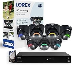 Lorex Fusion 4K 16CH Wired/Fusion Security System 7 Dome Cameras, Motion Detection, Active Deterrence, Smart Security Lighting, 4TB NVR