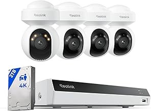REOLINK RLK8-800PT4 4K PT Auto-Tracking Security System 4 Cameras, 355° Pan, 50° Tilt, AI Detection, Spotlights, 8CH NVR, 2TB HDD