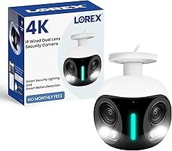Lorex C883DA Dual-Lens Outdoor Security Camera 4K, Panoramic View, Color Night Vision, Two-Way Audio