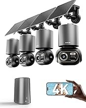 BOTSLAB W510 Wireless NVR Security System 4 Cameras, 4K Color Night Vision, 360° Pan Tilt, Solar Powered