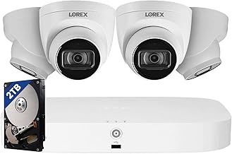 Lorex Fusion 4K 8CH PoE Security System 4 Dome Cameras, Color Night Vision, Long-Range IR, Listen-In Audio, 2TB NVR