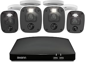 Swann Home Wired DVR 4K Security Camera System 4-Bullet Cameras, 8-Channel NVR, Color Night Vision