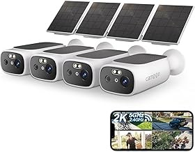 Camoon CAMOON2KSOLAR4 Solar Wireless Outdoor Security Camera 2K, 4-Pack, AI Motion Detection, Color Night Vision