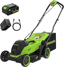 Greenworks 2540902VT Battery Powered Push Lawn Mower (14-Inch, 24V Brushless, 5.0Ah USB-C Battery)