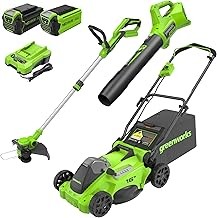 Greenworks STBA40B421 Battery Powered Push Lawn Mower (16-Inch, 40V, Blower and Trimmer Combo Kit)