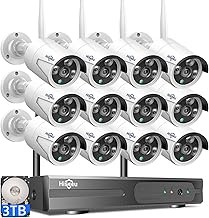 Hiseeu 16CH 4K Wireless NVR Security System 12 Cameras, 5MP, 3TB HDD, Night Vision, Motion Detection
