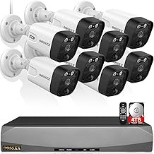 OOSSXX 4K PoE Outdoor Wired Home Security Camera System 8MP 130° Wide-Angle